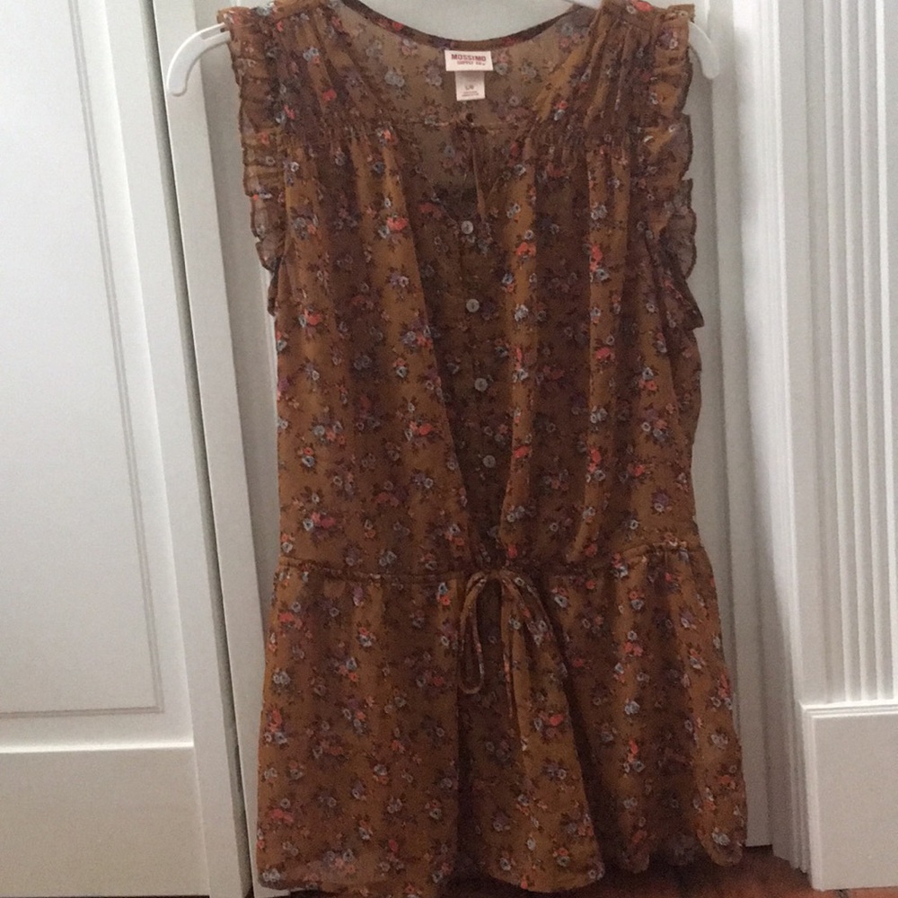 Brown/tan floral blouse